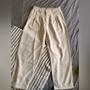 High waisted cream dress pants